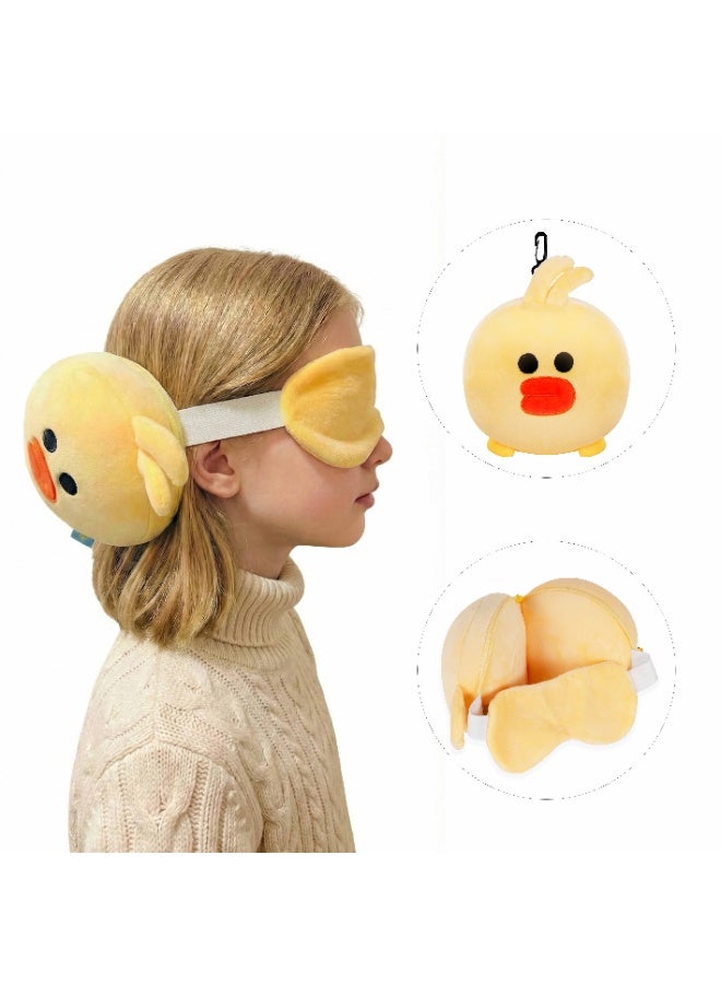 VEA Kids Pillow with Eye Mask – Yellow Duck Design, Travel Pillow for Kids, Lightweight Sleeping Pillow for Car, Flight & Nap Time - Image 1